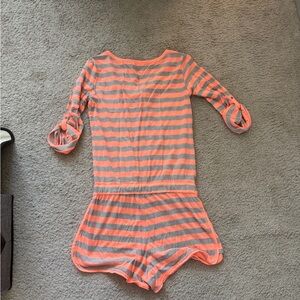 Victoria's Secret Orange and Gray Striped Top